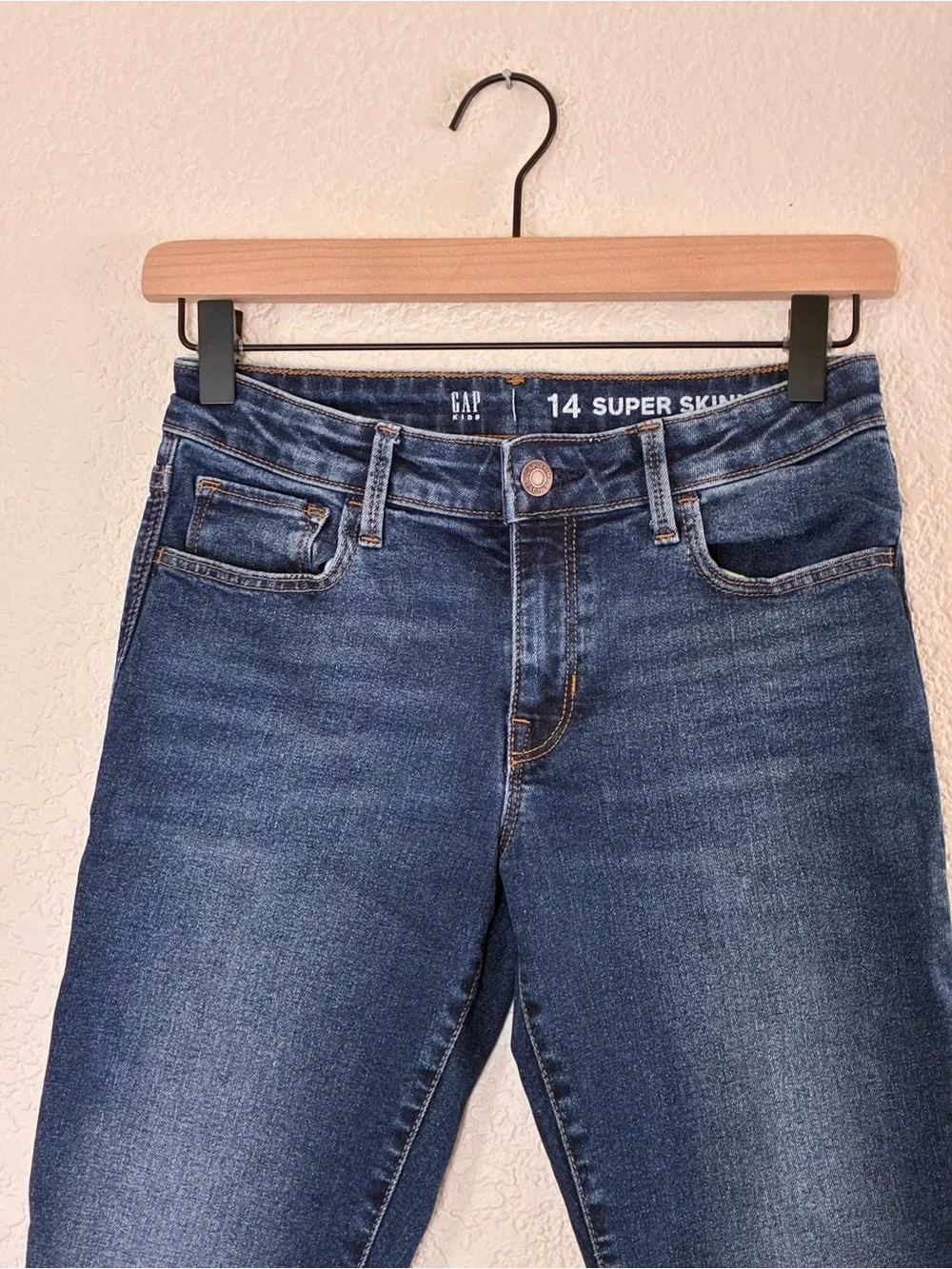 Gap | Like new girls super skinny cotton blend casual denim blue jeans size 14